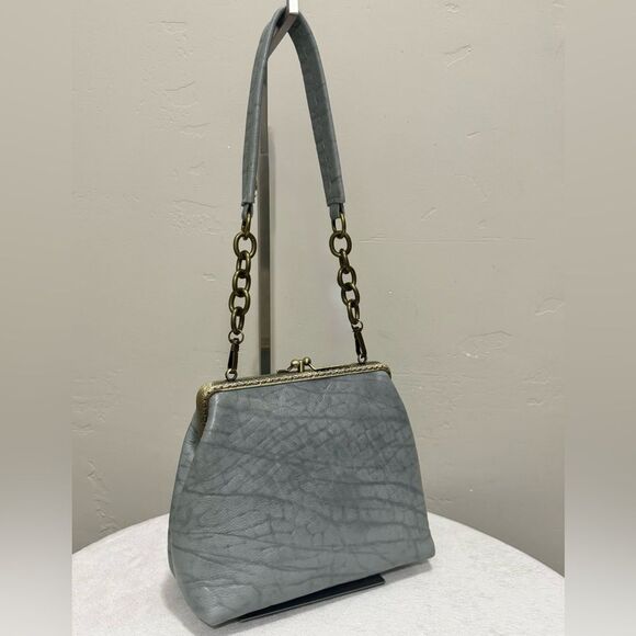 Embossed Cowhide Handsewn Retro Style Double Kiss-lock Shoulder Bag/Crossbody - Picture 3 of 16